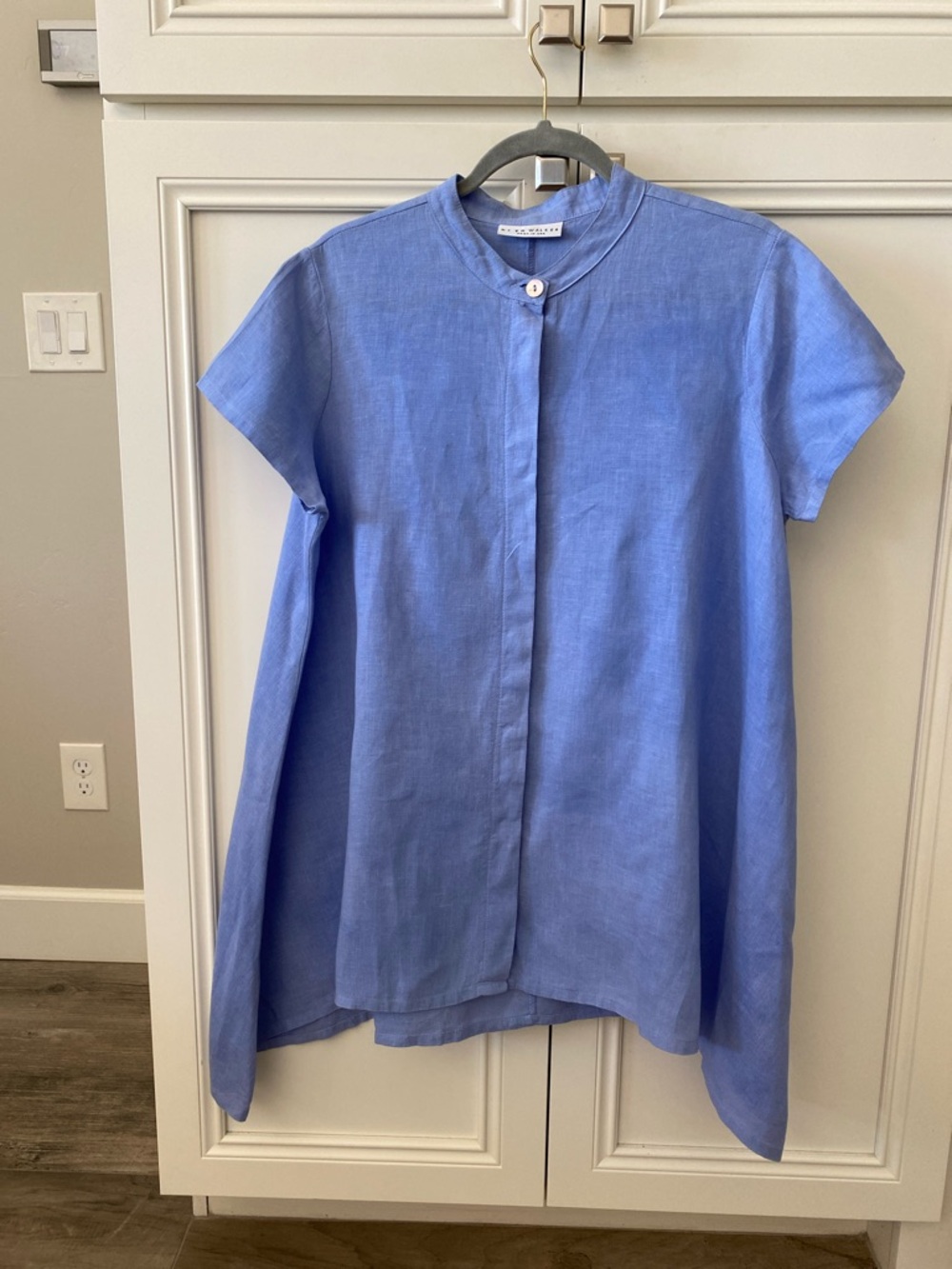 bryn Walker Willa Linen Hi Low Tunic Button Front  Lagenlook Top size XS